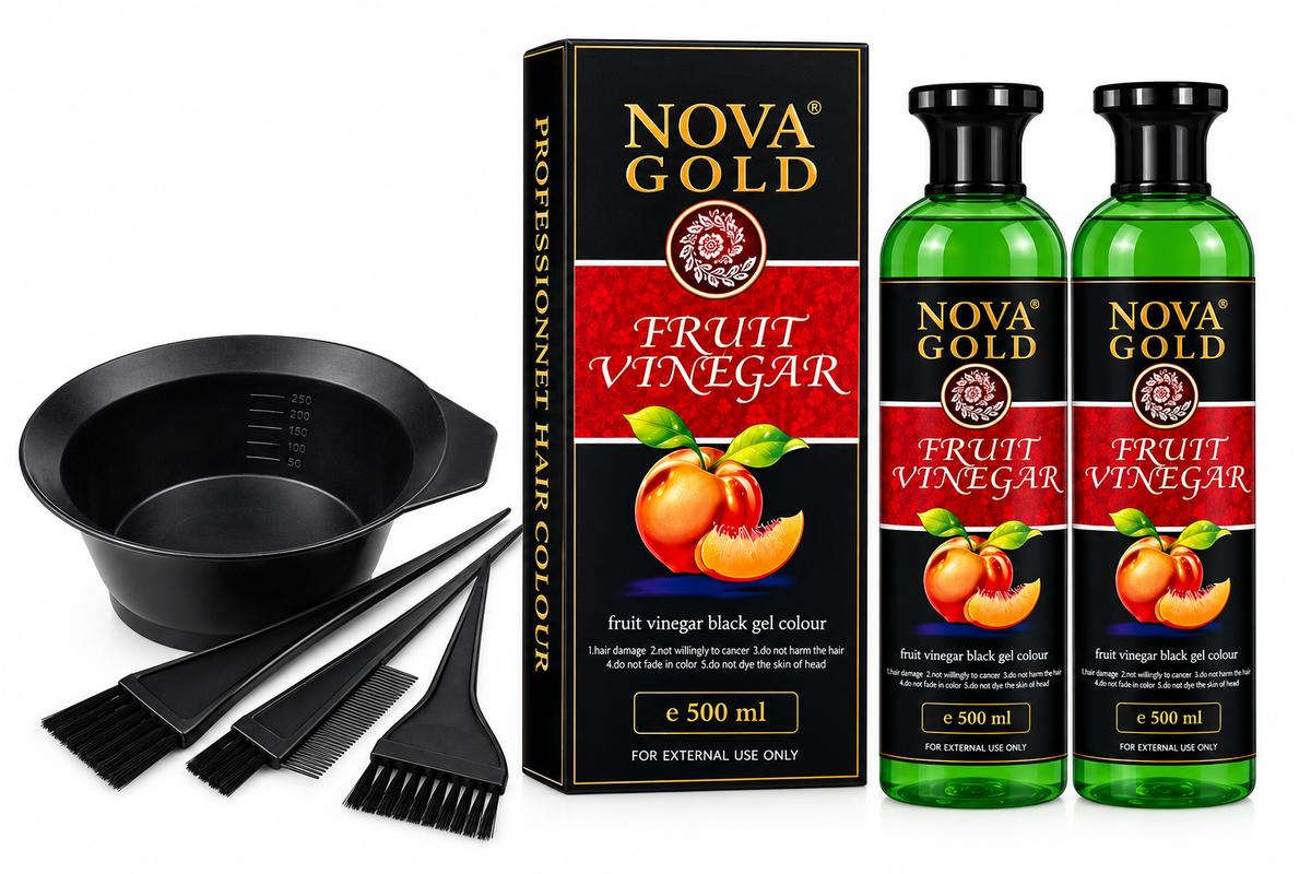 NOVA GOLD FRUIT VINEGAR HAIR COLOR GEL WITH DYE BOWL 1000ml.