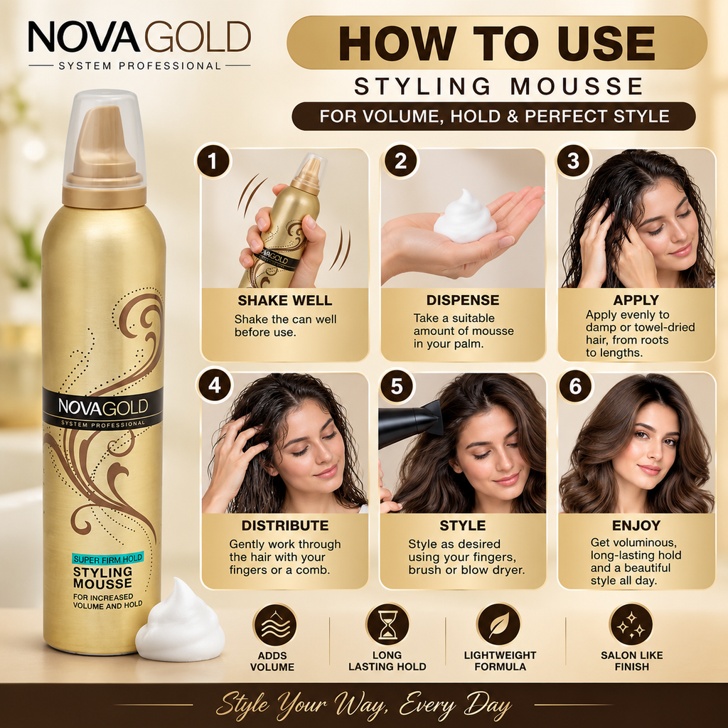NOVA GOLD HAIR SPRAY STYLING MOUSSE 400ml.